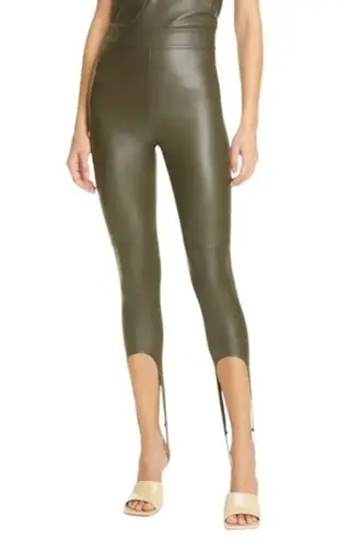 NWT Alix NYC Brower Faux Leather Stirrup Leggings Pine Green Women’s Size Small