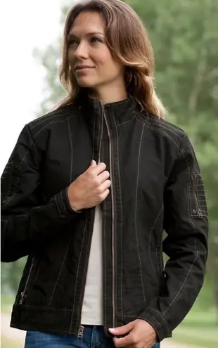 Kuhl Klash Jacket Women's Size Medium Black Softshell Moto Style Patina Dye