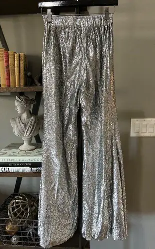 Forte Forte Encanto Fil Coupe Lurex Flare Pants Estrella Silver Womens Size 00 U