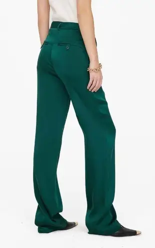 ANINE BING Emerald Green Classic Straight Leg Silk Pants Size 38 NWT