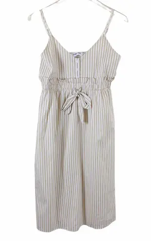 Line and Dot Ryline Poplin Sundress Small Beige White Stripe NWT