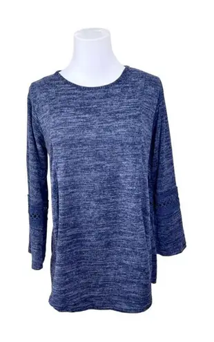 Lildy Lace Sleeve Keyhole Neckline Blue Sweater Small/Medium Casual Lightweight