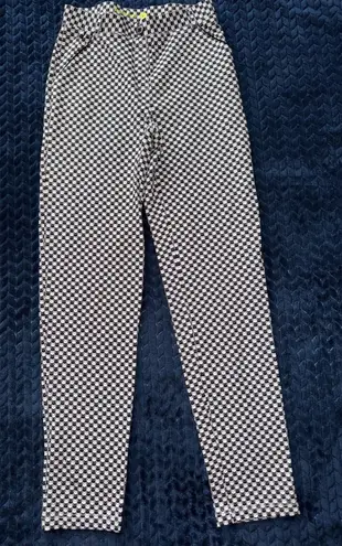 Betabrand Women's Yoga Dress Pants Black White Cat Check Stretch Pull On Sz S