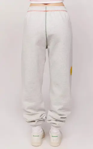 By Samii Ryan Smiley Rainbow Sweatpants Women's Small Gray Elastic Waist Printed