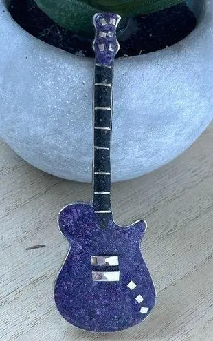 RARE Navajo Signed JB Sugilite Black Onyx Pendant Native American Jewelry Pueblo Purple