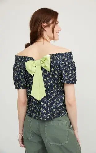 Anthropologie NWT  Printed Bow-Back Top