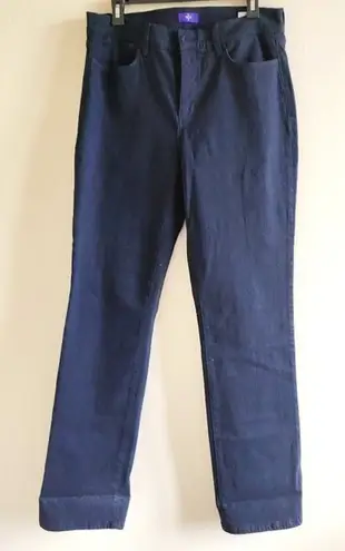 NYDJ Marilyn Tummy-Control Straight-Leg Jeans Womens Size 12 Navy Stud