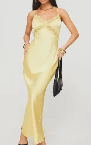 Princess Polly Treasure Bias Cut Maxi Dress Lemon Size 8 Yellow