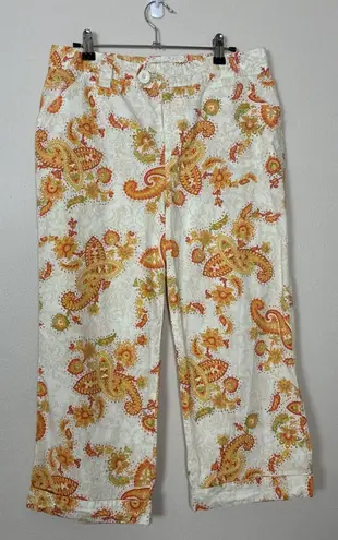 VTG Khakis International Design Capri Crop Pants Size 10 Missing interior button Orange