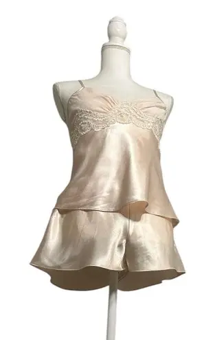 Luxurious Satin Lace Trim Pajama Set