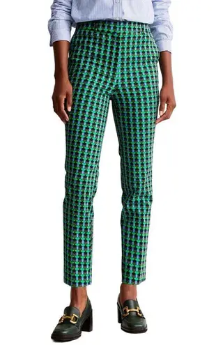 Boden Highgate Printed Pants in Bright Green Terrace Geo, Size 6R