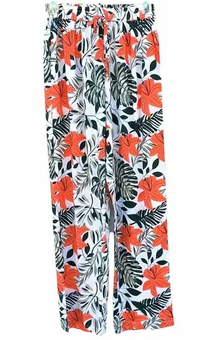Unbranded flowy tropical floral wide leg pants High Waist Multi Size XS