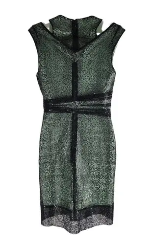 Reiss NEW Tali Sparkle Wrap Bodycon Dress Sequins Green SIze 8