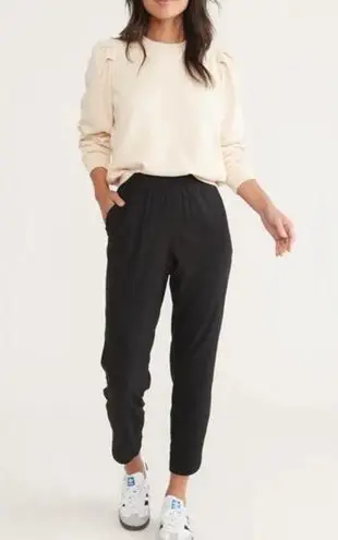 Marine layer Women Allison Pants Elastic Waist Dolphin Hem Pull On Black Small