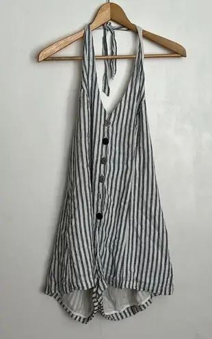 Cooperative Linen Blend White Halter Parker Neck Smocked Back Romper