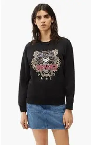 NWT Kenzo Paris Varsity Pullover Sweatshirt Size Medium Embroidered Tiger $395 Black