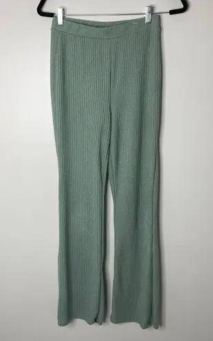 21 Saints Sage Green Ribbed Flare Pants Large