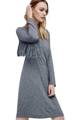 Zadig & Voltaire Winter Fringes Wool/Angora Blend Mini Dress in Grey