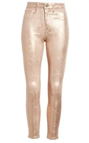 L'Agence NWT  Margot in Petal & Light Rose Gold Foil High Rise Skinny Jeans 28