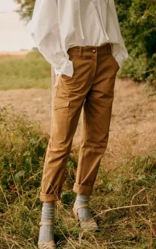 Sézane NWT Sezane Benicio Trouser in Caramel Cotton Chino Cargo Pants 46 / 14