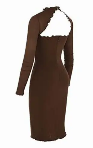 House Of CB  Natalia Chocolate Power Mesh Front Tie Midi Dress Size M