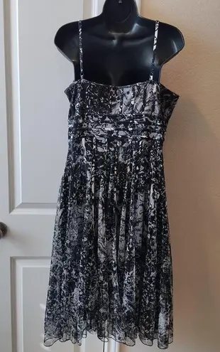 JS Collections JS Collection Black/White Tulle Fit & Flare Midi corset Cocktail Dress Size 12