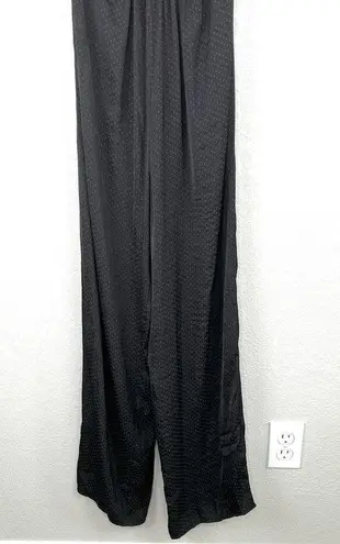 Black Polka Dot Strappy Tie Back Lightweight Ruffle Pants Jumpsuit XS NWOT