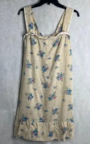 Source Unknown Vintage Cottage Core Sleeveless Cotton Blend Cream Floral Night Dress Sz LG