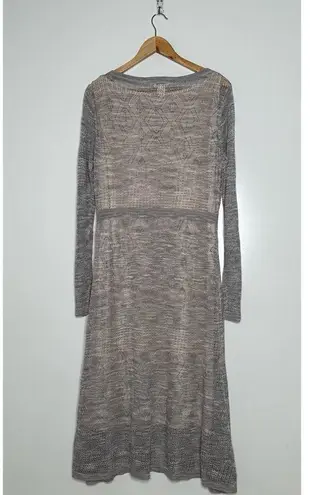 Sundance Silver Grey Long Sleeve Knit Midi Dress Size Large