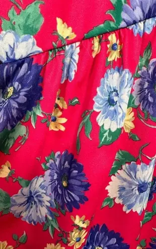 Vintage Plus Size Womens Top MuuMuu Shirt Peasant Hawaiian Pink Floral Boho