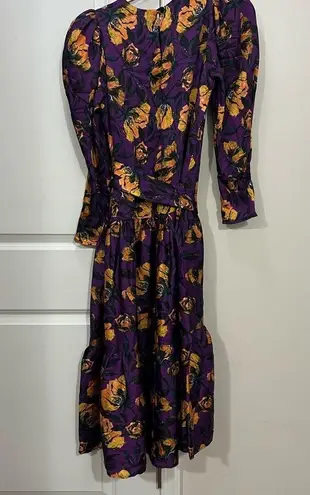 DELFI Collective Purple Taylor Puff Sleeve Dress Size Small $398
