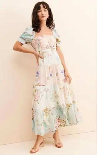 Yumi Kim Zofia Maxi Dress size XL nuuly floral cap sleeve square neck tiered