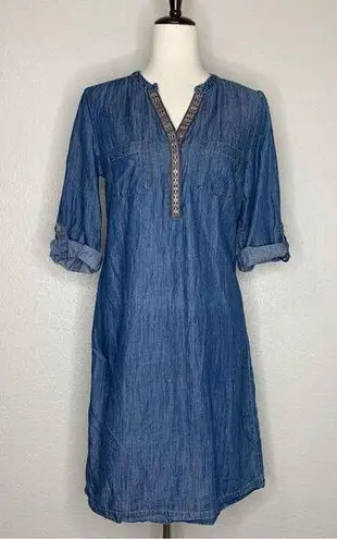 Spense Lyocell Blend Women’s Blue Chambray Shirt Dress Size 6