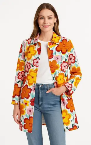 Harvé Benard NWT Y2K Floral Raincoat Size 14 – Retro Mod Flower Print vintage