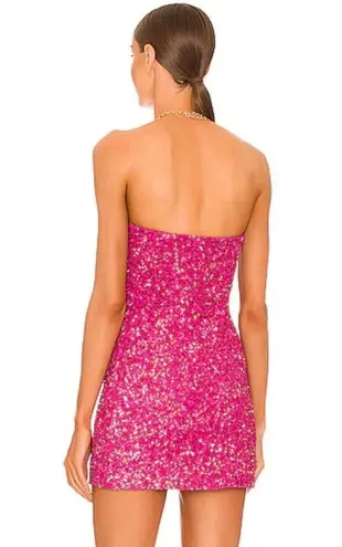 Retrofete Heather Sequin Dress in Hot Pink Strapless Mini Size Medium NWT