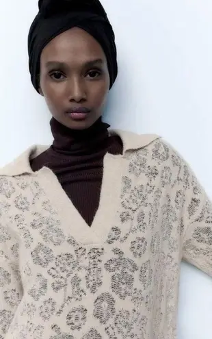 ZARA knit pointelle sweater midi dress NEW