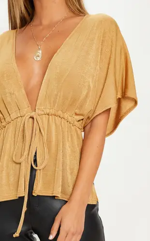 Pretty Little Thing Gold Tie Twist Kimono Top