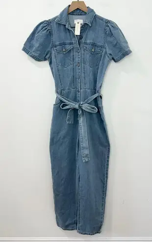 Anthropologie X Boyish The Vincent Coverall Jumpsuit Denim Tie Waist NWT Small Blue
