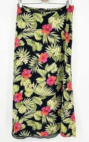 Ralph Lauren Lauren  LRL Womens 100% Silk Tropical Floral Maxi Skirt Size 12