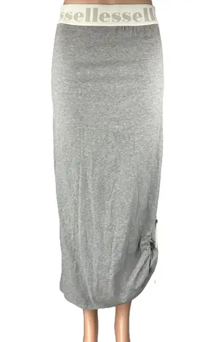 Ellesse Women's Gray High Waisted Ruched Side Maxi Straight Pencil Skirt Size 10