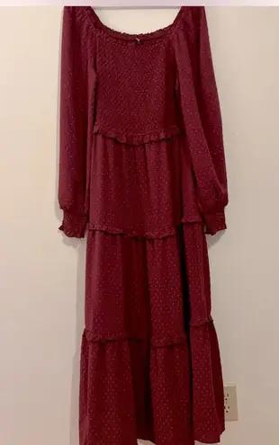 Pretty Garden Burgundy Maxi Dress Red Size XL