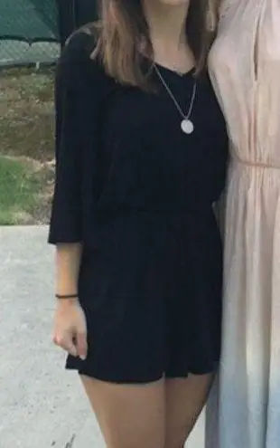 The Comfy Black long sleeve open back romper thumbnail 1