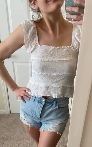Wonderly White Ruffle Strap Top