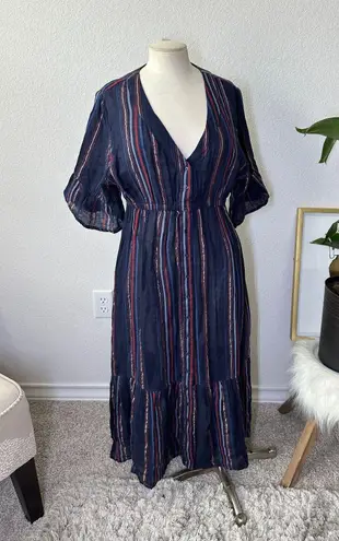 Sundry LUREX STRIPE PEASANT DRESS
