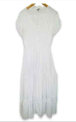 Jaase ✨ Boho Peasant White Crochet Lace Tiered Maxi Long Dress✨