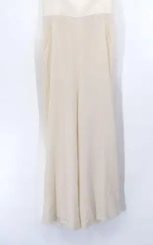 Dessy Collection Strapless Notch Crepe Jumpsuit Ivory White 3066 Wide Leg 10