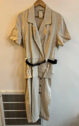 Studio I Vintage 90’s Linen Belted Jumpsuit Belted Dress Sz 18