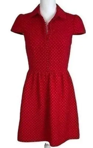 Kensie  Red Button Down Textured Dress