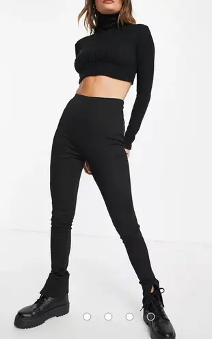 ASOS Flounce Ribbed Leggings With Slit