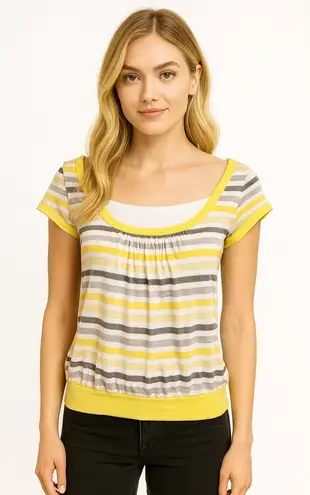 VTG Y2K fun bright striped top Yellow